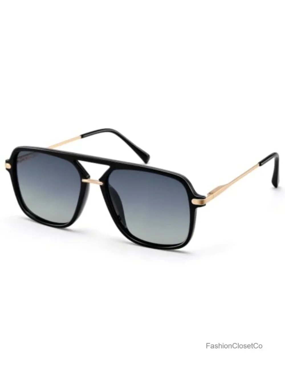 Polarized Aviator Sunglasses UV400 Double Bridge Square Oversized Metal Frame
